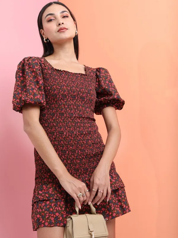  Tokyo Talkies Women Brown Printed Fit And Flare Dresses