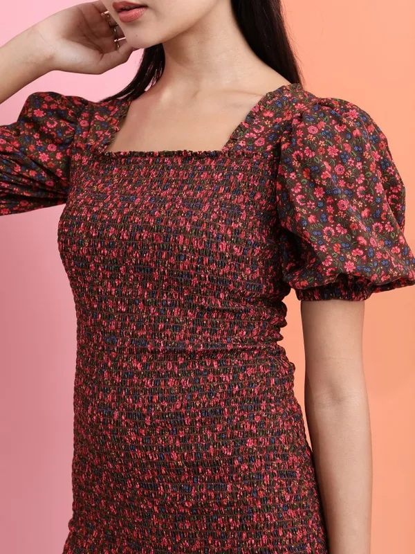  Tokyo Talkies Women Brown Printed Fit And Flare Dresses