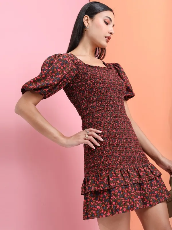  Tokyo Talkies Women Brown Printed Fit And Flare Dresses