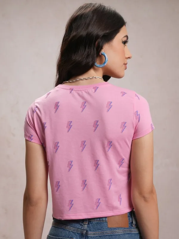  Tokyo Talkies Women Pink Printed Round Neck T-Shirts