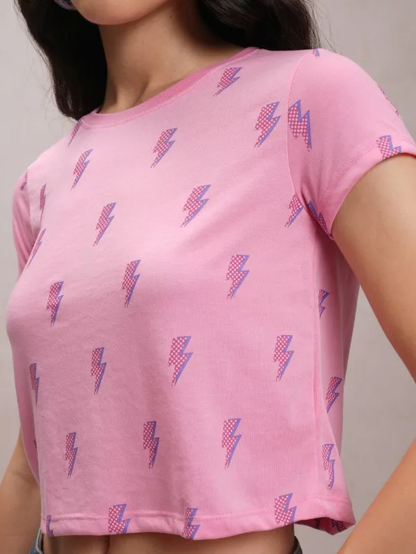  Tokyo Talkies Women Pink Printed Round Neck T-Shirts