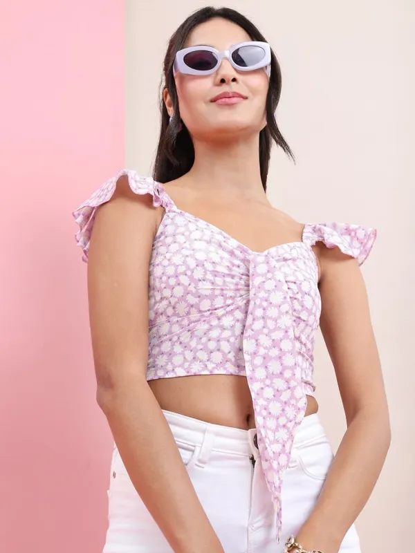  Tokyo Talkies Women Purple Printed Regular Tops