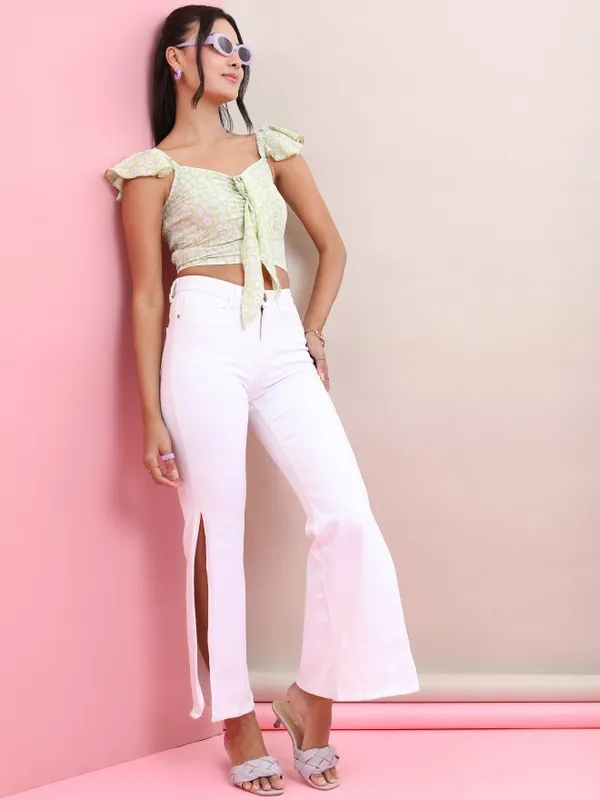 Tokyo Talkies Women Green Printed Regular Top