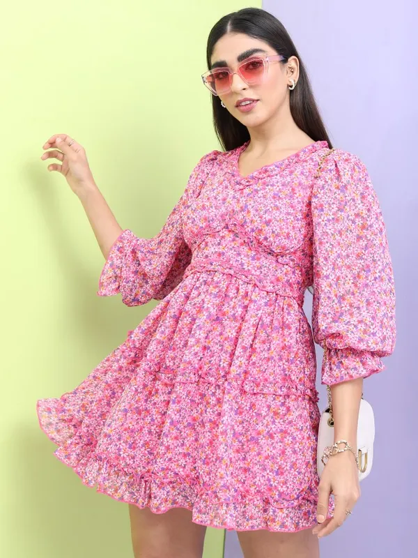  Tokyo Talkies Women Pink Printed A-Line Dresses