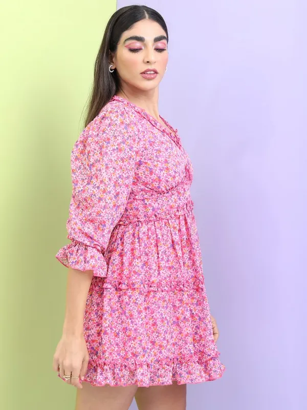  Tokyo Talkies Women Pink Printed A-Line Dresses