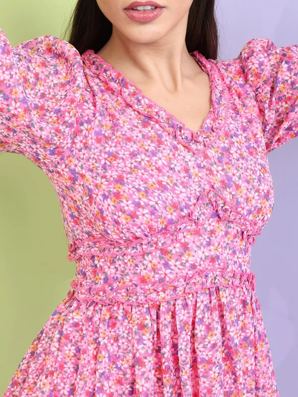  Tokyo Talkies Women Pink Printed A-Line Dresses