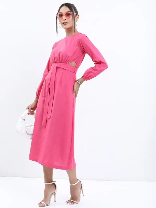  Tokyo Talkies Women Pink Solid A-Line Dresses