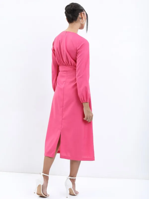  Tokyo Talkies Women Pink Solid A-Line Dresses