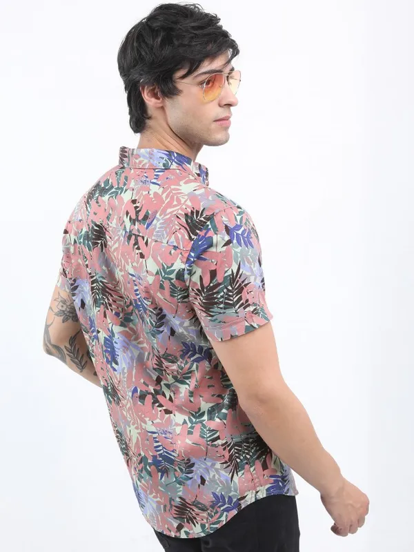  Highlander Men Green Printed Slim Fit Casual Shirts
