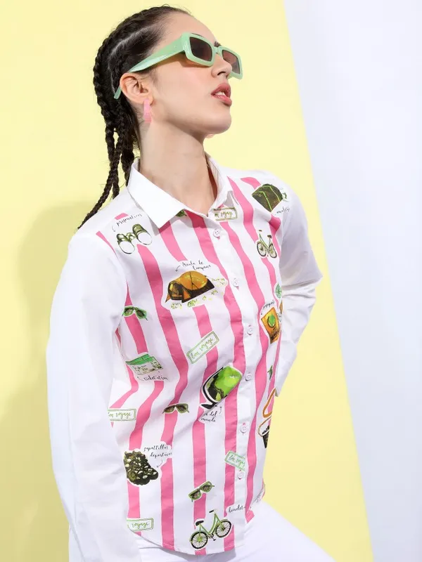  Tokyo Talkies Women White Printed Casual Shirts