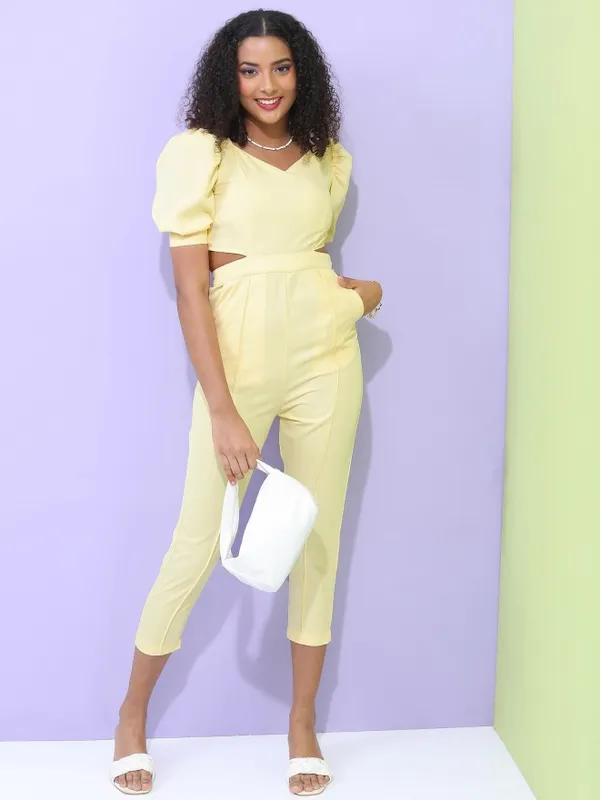 Tokyo Talkies Women Yellow Solid Jumpsuit