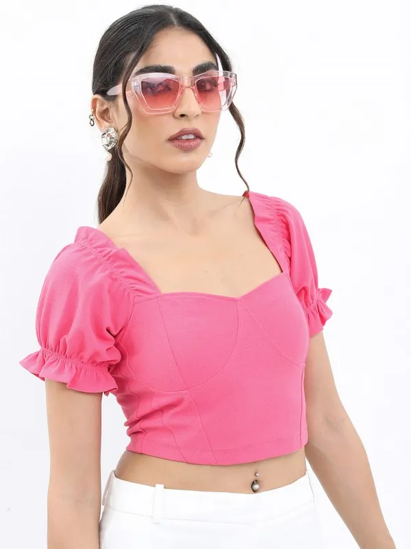  Ketch Women Pink Solid Regular Tops