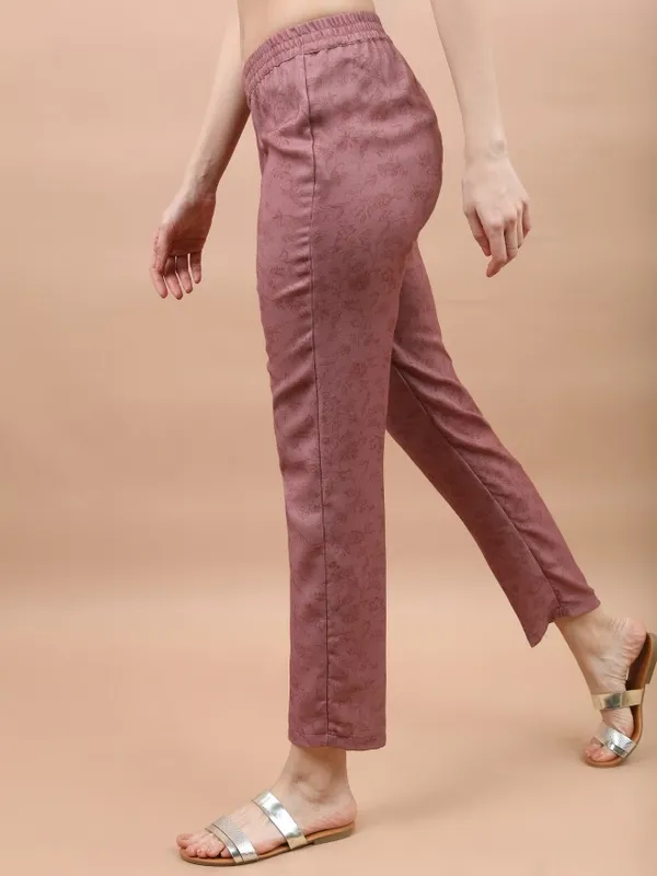 Vishudh Women Pink Printed Kurta With Trouser And Dupatta