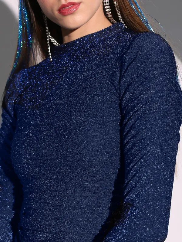  Tokyo Talkies Women Blue Solid Fitted Tops