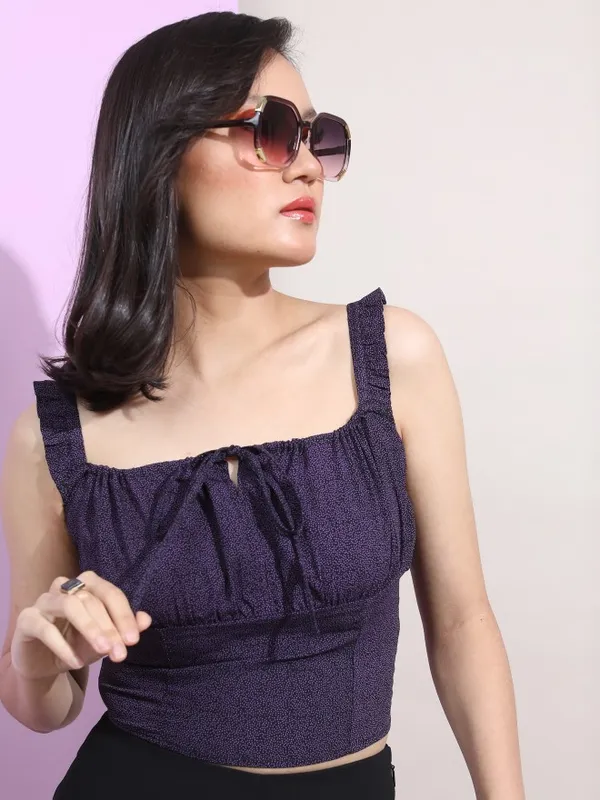 Tokyo Talkies Women Purple Printed Regular Tops