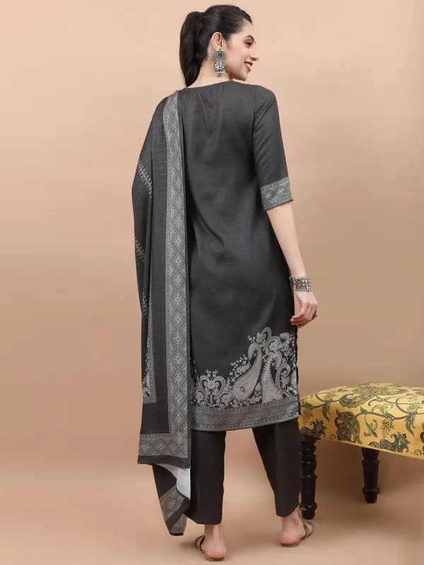 Vishudh Women Olive Printed Kurta With Palazzo And Dupatta
