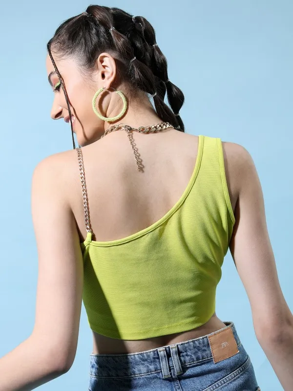 Tokyo Talkies Women Green Solid Fitted Top