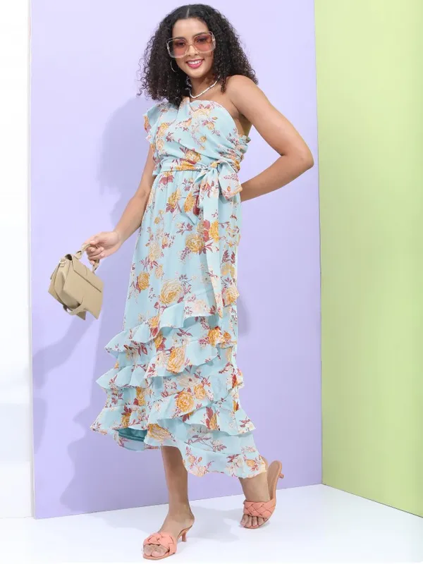  Tokyo Talkies Women Teal Printed Fit And Flare Dresses