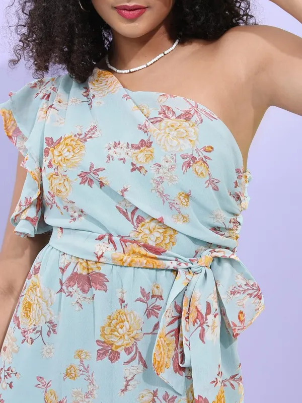  Tokyo Talkies Women Teal Printed Fit And Flare Dresses