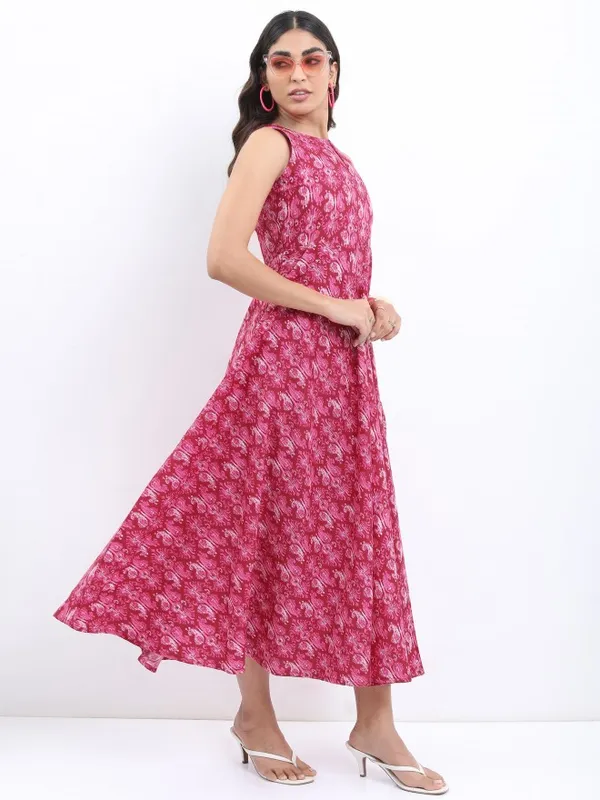  Ketch Women Magenta Printed A-Line Dresses
