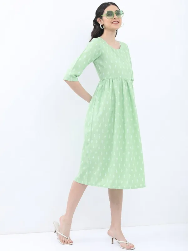  Vishudh Women Green Printed A-Line Ethnic Dresses
