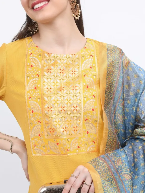  Ketch Women Yellow Self Design Kurta Sets