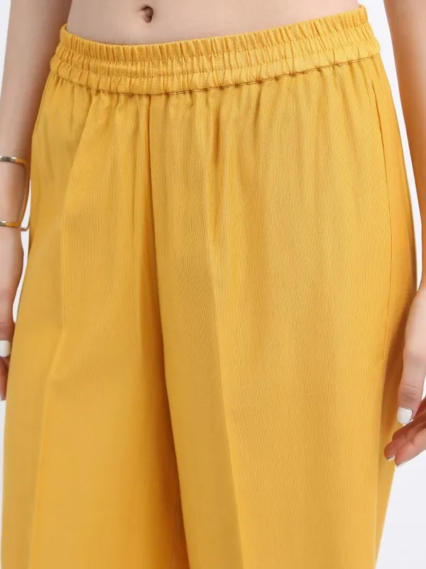  Ketch Women Yellow Self Design Kurta Sets