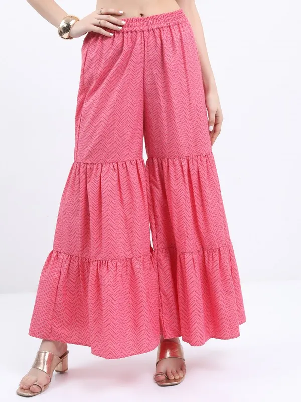 Vishudh Women Pink Printed Kurta With Sharara