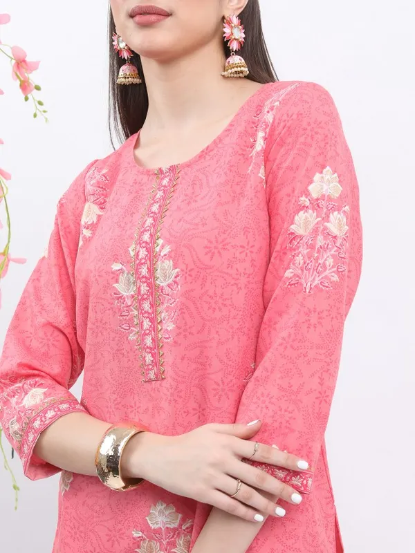 Vishudh Women Pink Printed Kurta With Sharara