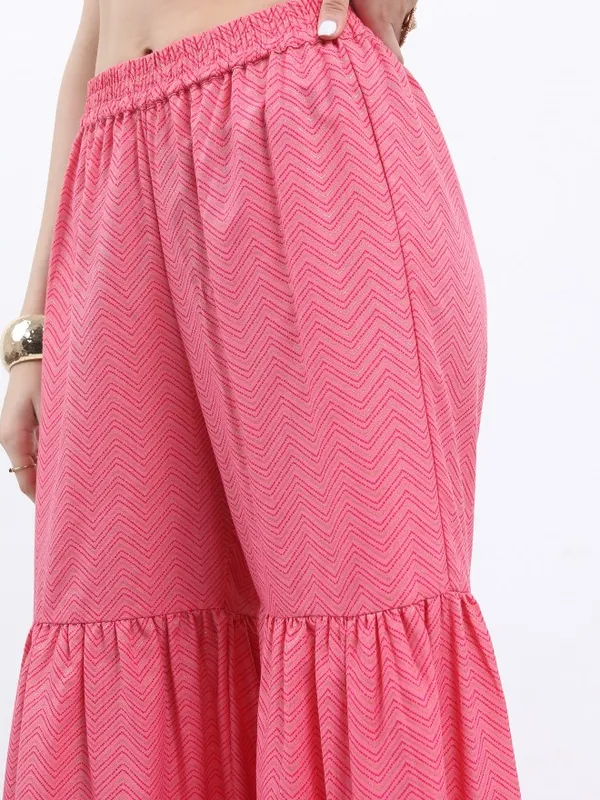 Vishudh Women Pink Printed Kurta With Sharara