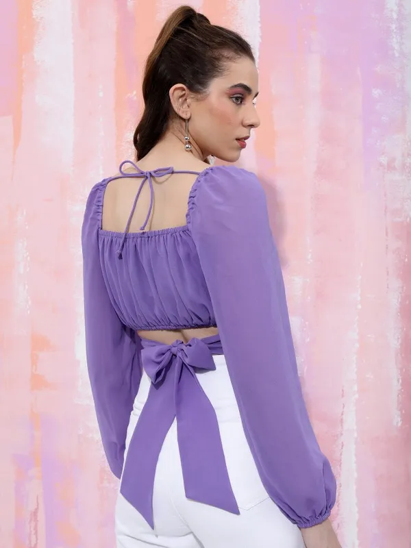 Tokyo Talkies Women Purple Solid Wrap Top