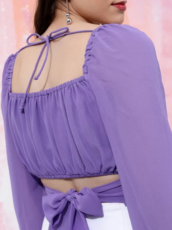 Tokyo Talkies Women Purple Solid Wrap Top