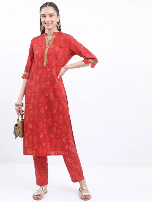  Vishudh Women Terracotta Printed Kurta Sets
