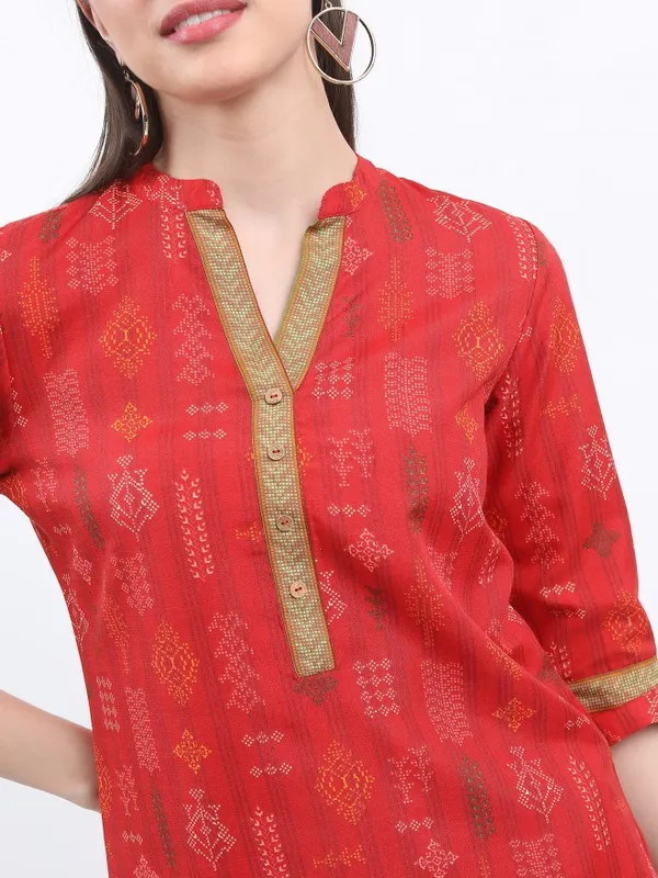 Vishudh Women Terracotta Printed Kurta Sets
