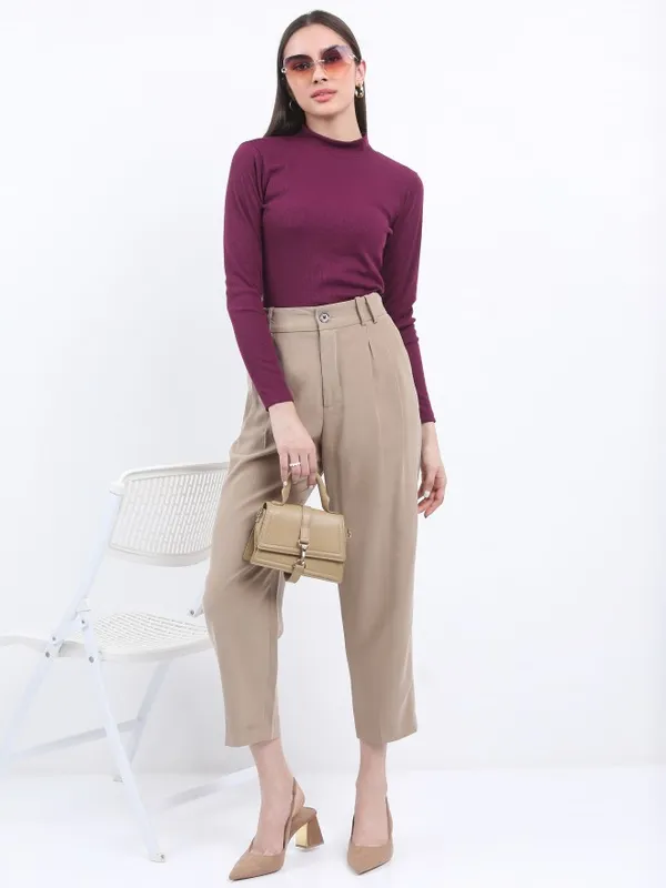  Ketch Women Purple Solid Regular Tops