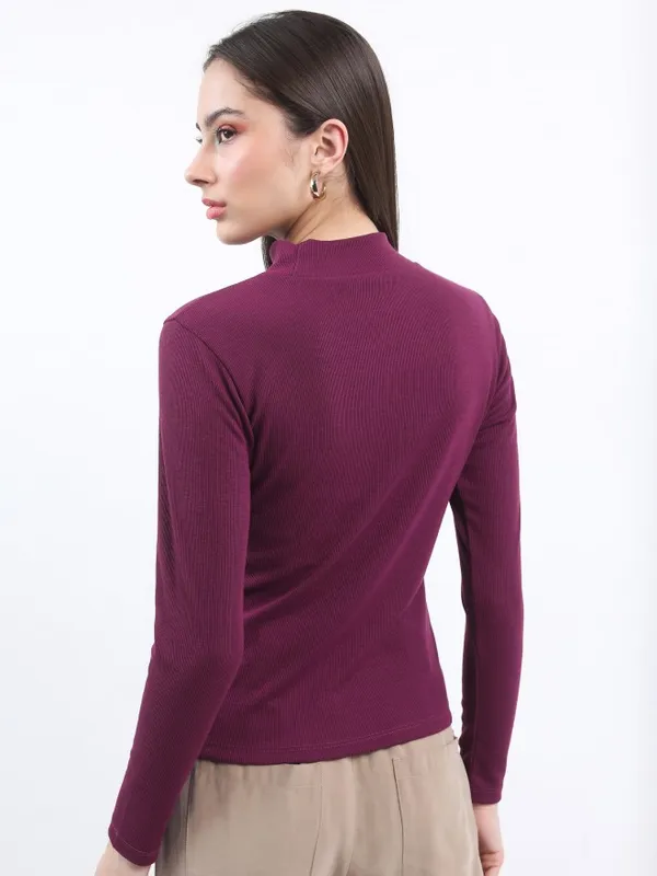  Ketch Women Purple Solid Regular Tops
