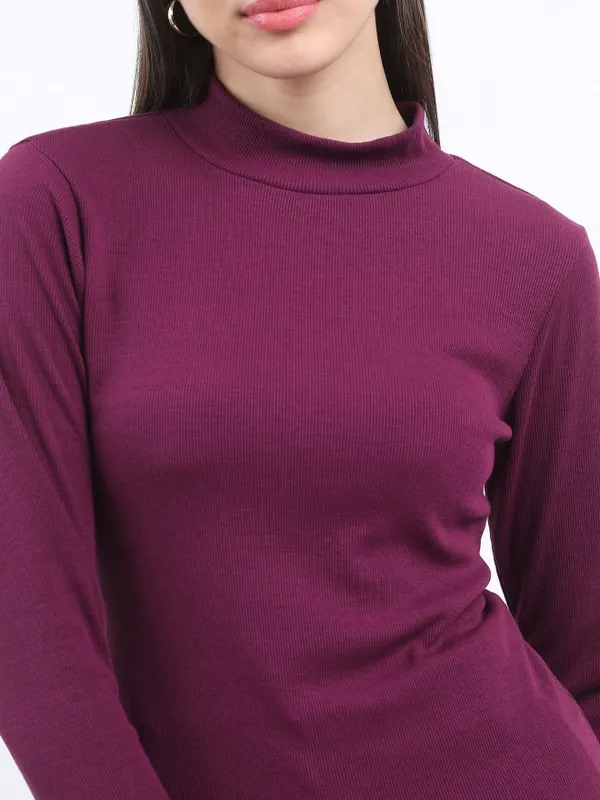  Ketch Women Purple Solid Regular Tops