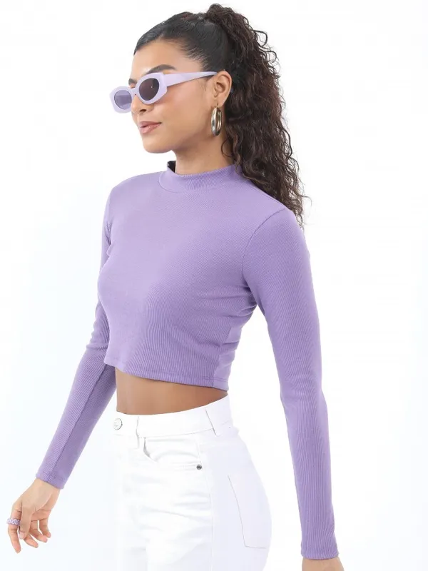  Ketch Women Violet Solid Fitted Tops