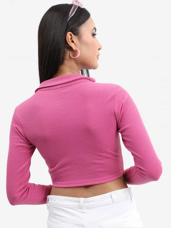  Tokyo Talkies Women Pink Solid Fitted Tops