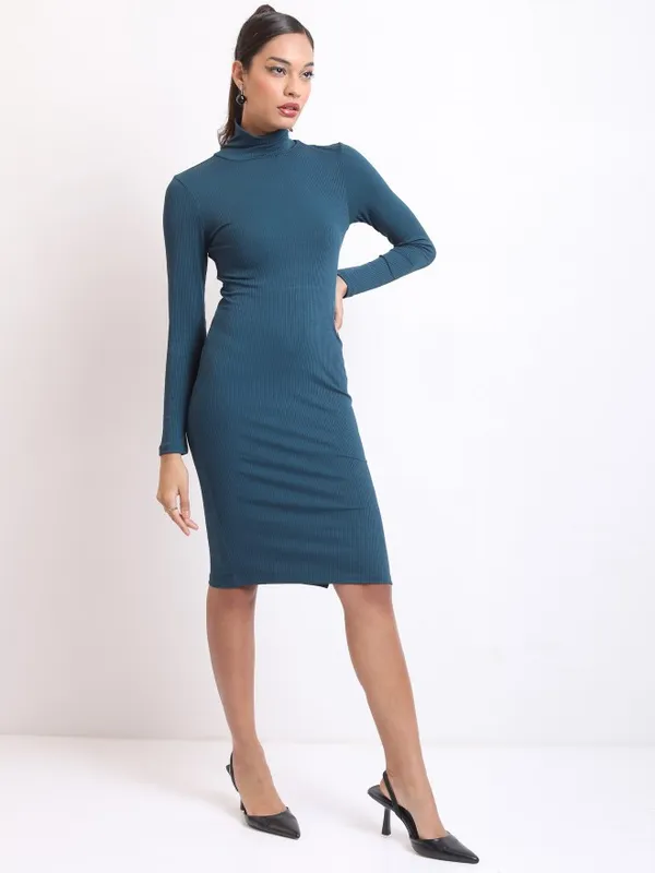  Ketch Women Teal Solid Bodycon Dresses