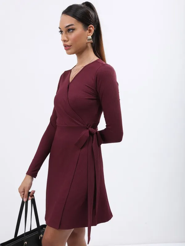 Solid Wrap Dress