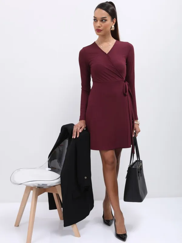 Solid Wrap Dress