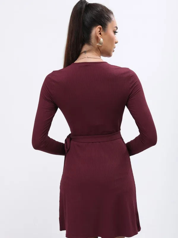 Solid Wrap Dress