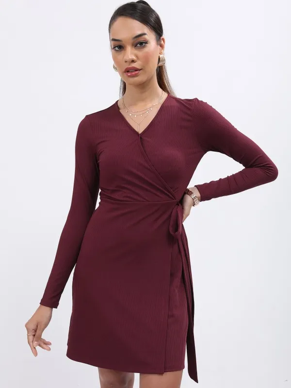 Solid Wrap Dress