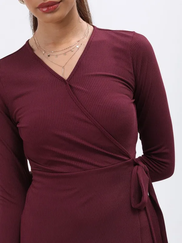 Solid Wrap Dress