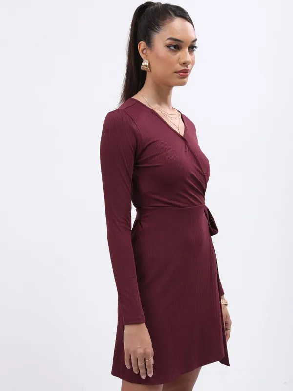 Solid Wrap Dress
