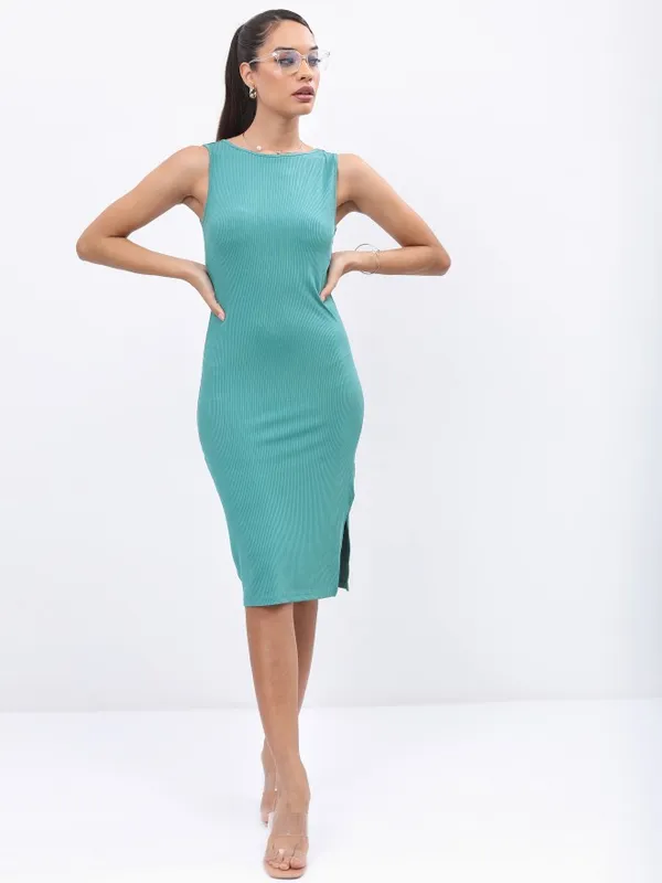  Ketch Women Green Solid Bodycon Dresses