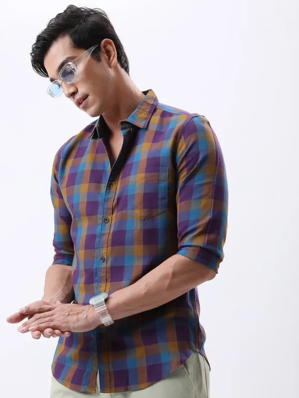  Highlander Men Multi Checked Slim Fit Casual Shirts
