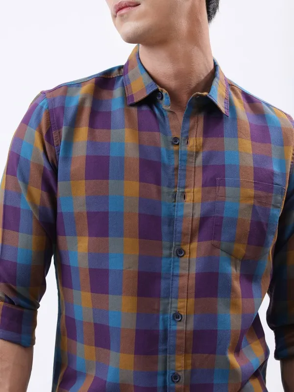  Highlander Men Multi Checked Slim Fit Casual Shirts