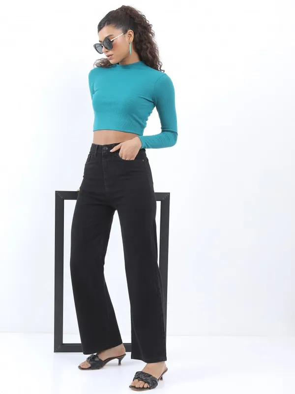  Tokyo Talkies Women Black Wide Leg Clean Look Jeans